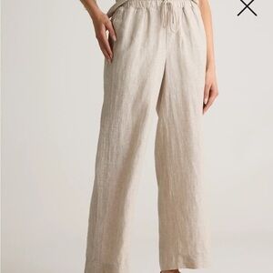 Quince Women's Beige Wide Leg Linen Pants